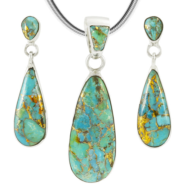 Sky Matrix Pendant & Earrings Set Sterling Silver PE4014-C94