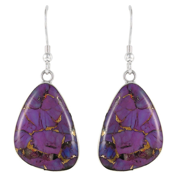 Purple Turquoise Drop Earrings Sterling Silver E1058-C77