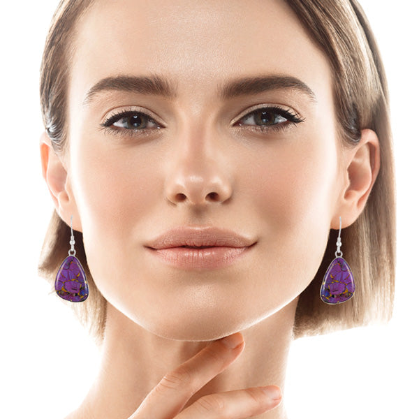 Purple Turquoise Drop Earrings Sterling Silver E1058-C77
