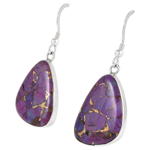Purple Turquoise Drop Earrings Sterling Silver E1058-C77