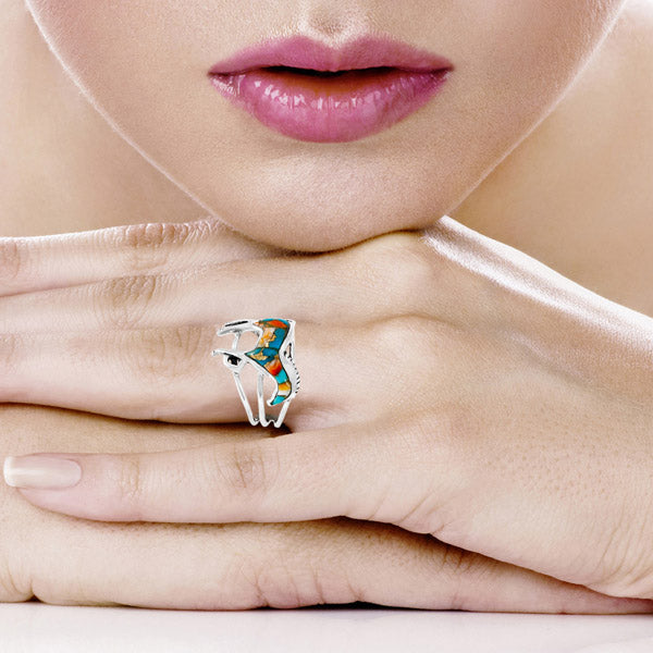 Horse Ring Sterling Silver Spiny Turquoise R2018-C89