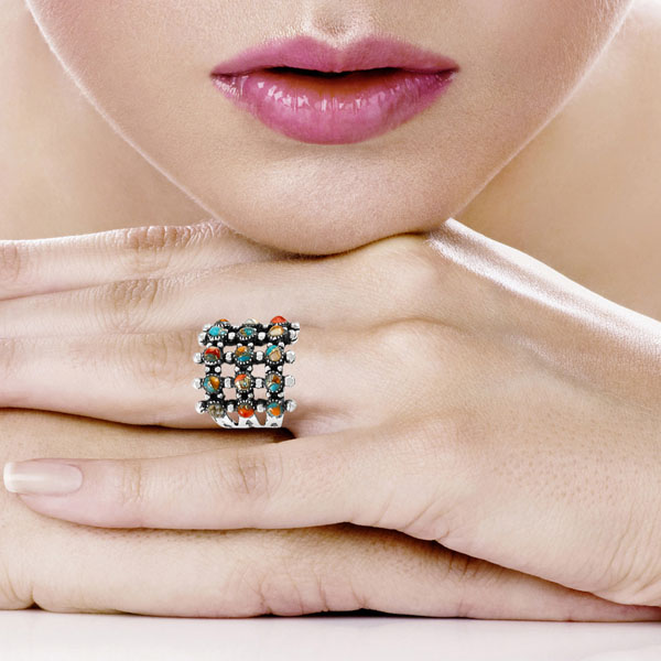 Spiny Turquoise Ring Sterling Silver R2022-C89