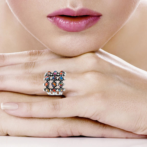 Rainbow Spiny Turquoise Ring Sterling Silver R2022-C91