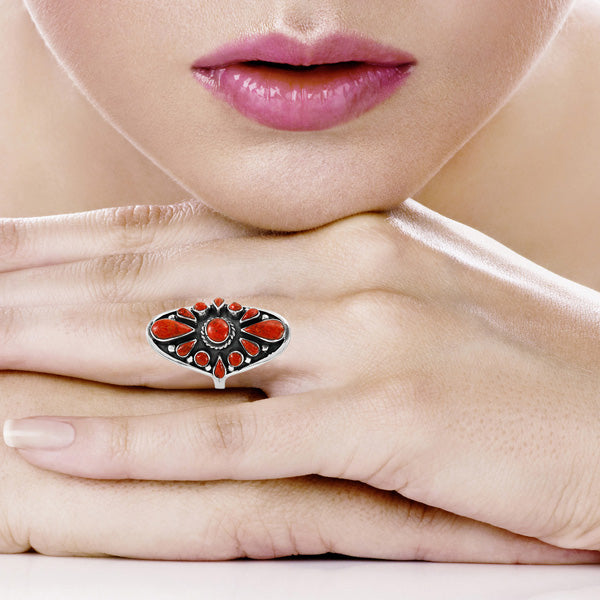 Coral Ring Sterling Silver R2034-C74