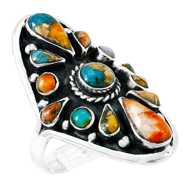 Spiny Turquoise Ring Jewelry Sterling Silver R2034-C89