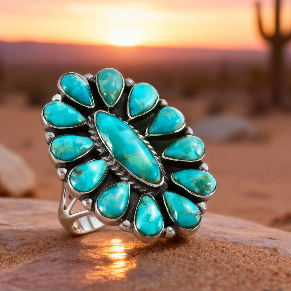 Turquoise Ring Sterling Silver R2041-C75