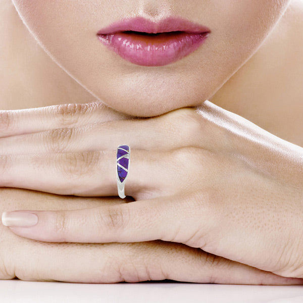 Sterling Silver Stackable Ring Purple Turquoise R2052-C07