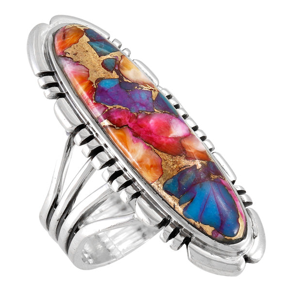 Rainbow Spiny Turquoise Ring Sterling Silver R2096-LG-C91