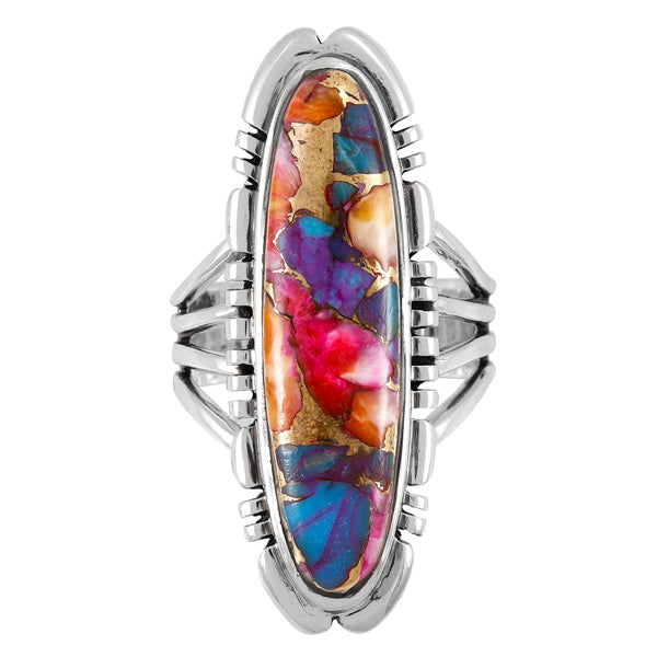 Rainbow Spiny Turquoise Ring Sterling Silver R2096-LG-C91