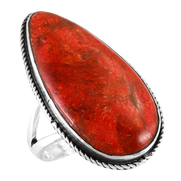 Coral Ring Sterling Silver R2219-C74