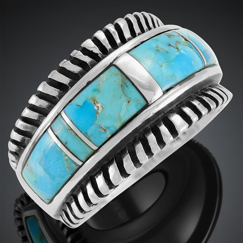 Turquoise Ring Sterling Silver R2267-C05 (Unisex, Sizes 6-14)