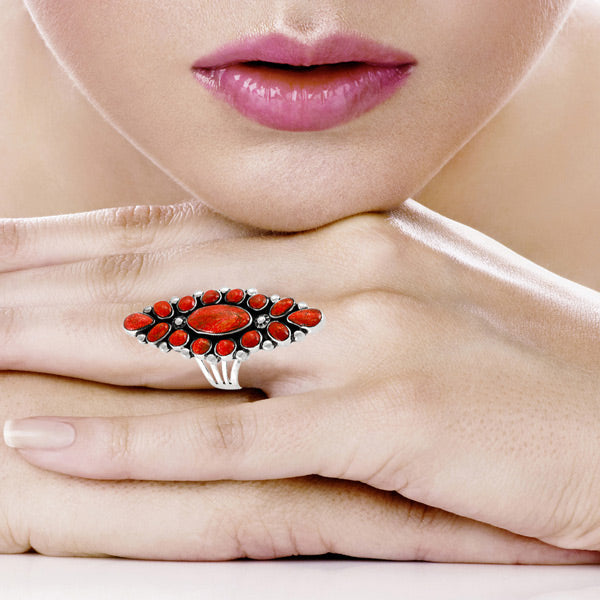 Coral Ring Sterling Silver R2283-C74