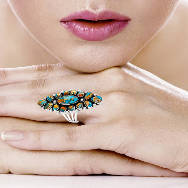 Spiny Turquoise Ring Sterling Silver R2283-C89
