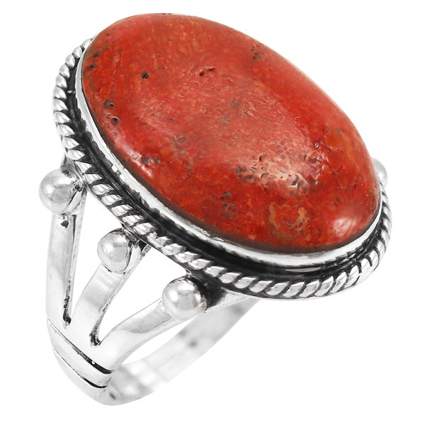 Coral Ring Sterling Silver R2381-C74