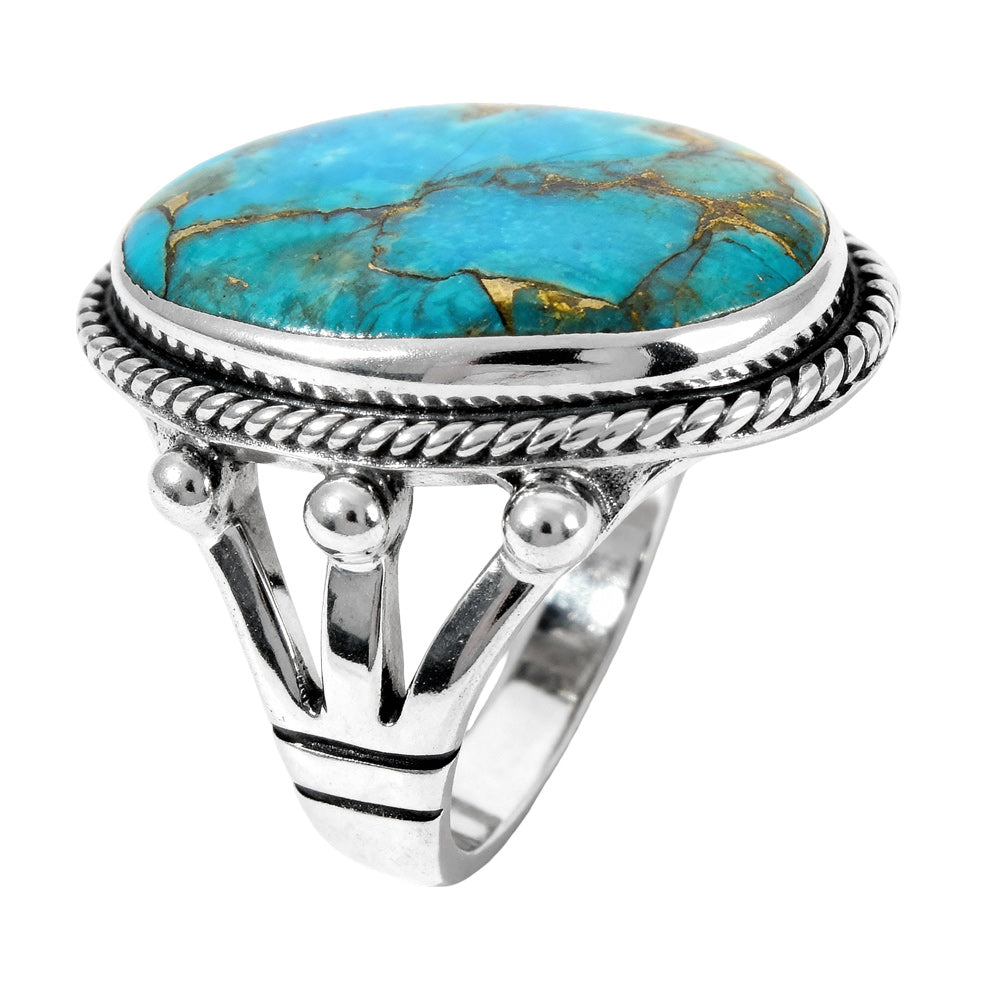 Matrix Turquoise Ring Sterling Silver R2381-C84 (Unisex, Sizes 6-14)