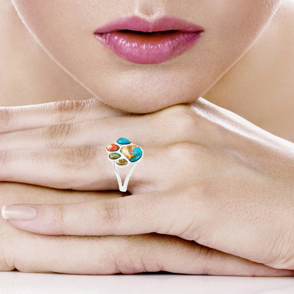 Paw Ring Sterling Silver Spiny Turquoise R2405-LG-C89 (Larger Version)
