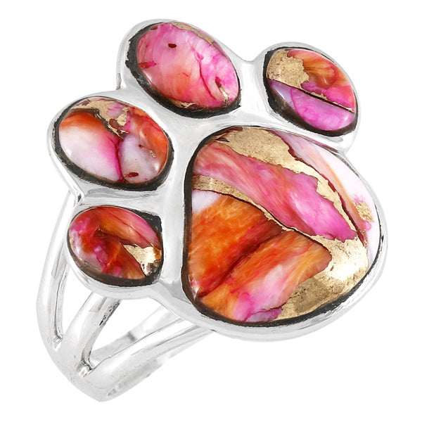 Paw Ring Sterling Silver Plum Spiny R2405-LG-C92 (Larger Version)