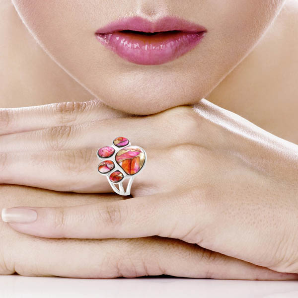 Paw Ring Sterling Silver Plum Spiny R2405-LG-C92 (Larger Version)