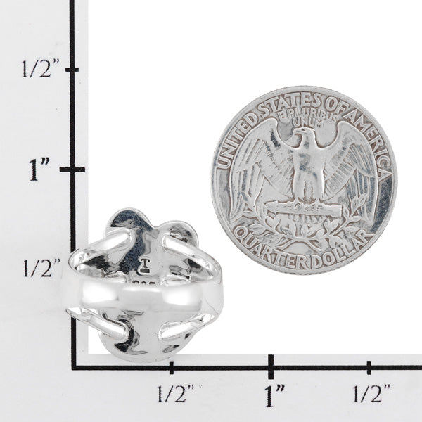 Paw Ring Sterling Silver Coral R2405-LG-C74 (Larger Version)