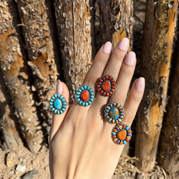 Spiny Turquoise Ring Sterling Silver R2407-C89