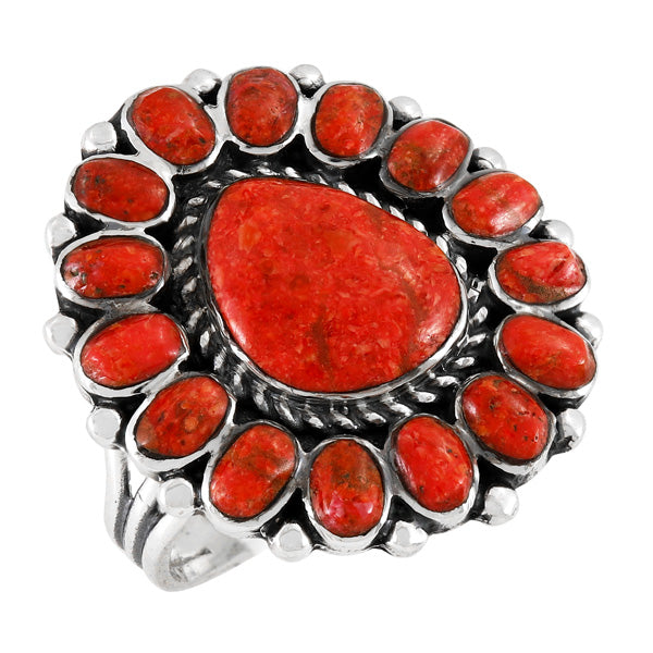 Coral Ring Sterling Silver R2407-C74