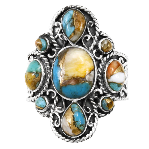 Spiny Turquoise Ring Sterling Silver R2416-C89