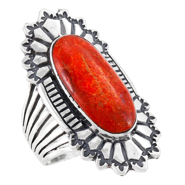 Coral Ring Sterling Silver R2427-C74