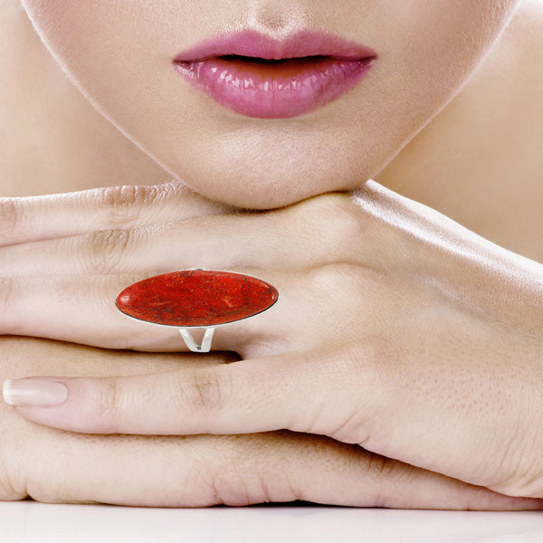Coral Ring Sterling Silver R2440-C74
