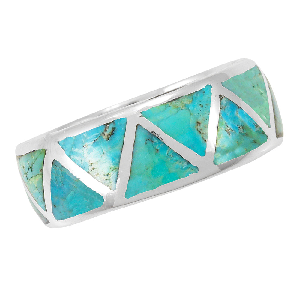 Turquoise Eternity Band Ring Sterling Silver (Unisex, Sizes 6-14) R2477-C05