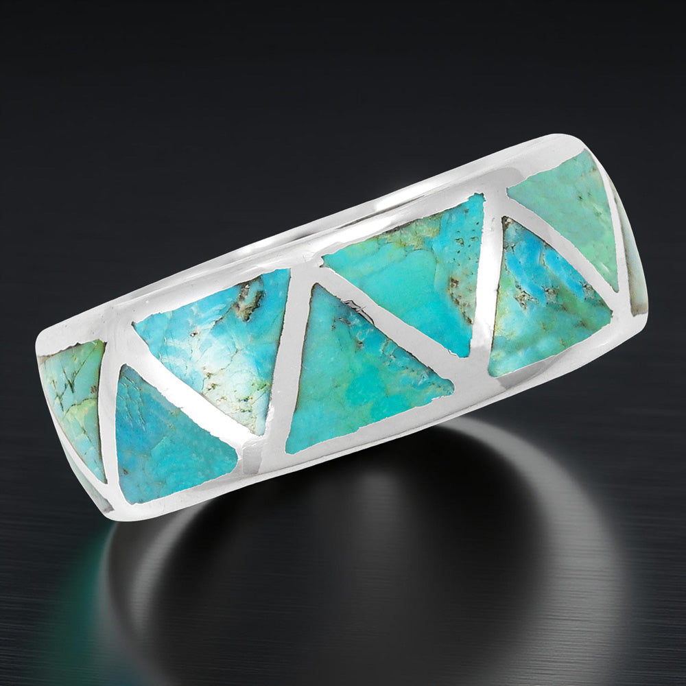Turquoise Eternity Band Ring Sterling Silver (Unisex, Sizes 6-14) R2477-C05