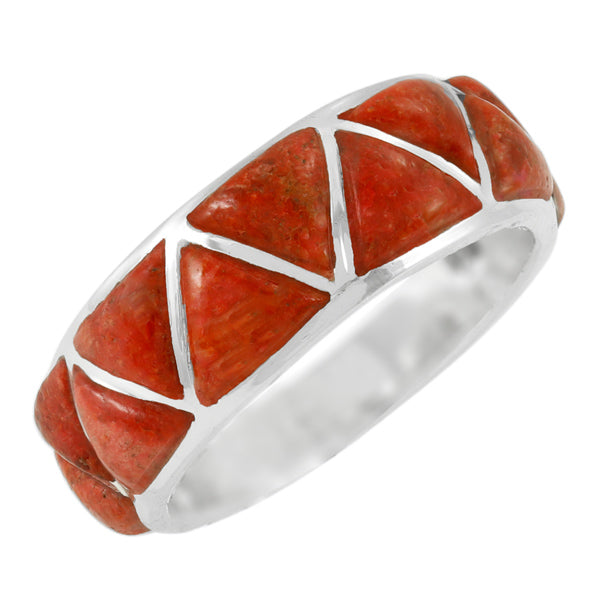 Coral Eternity Band Ring Sterling Silver R2477-C74