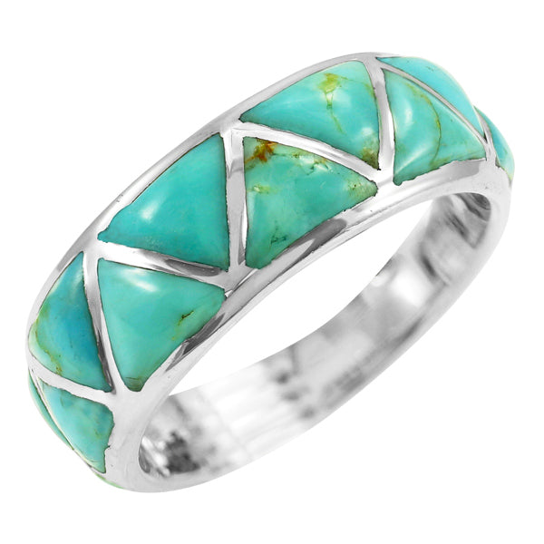 Turquoise Eternity Band Ring Sterling Silver R2477-C75