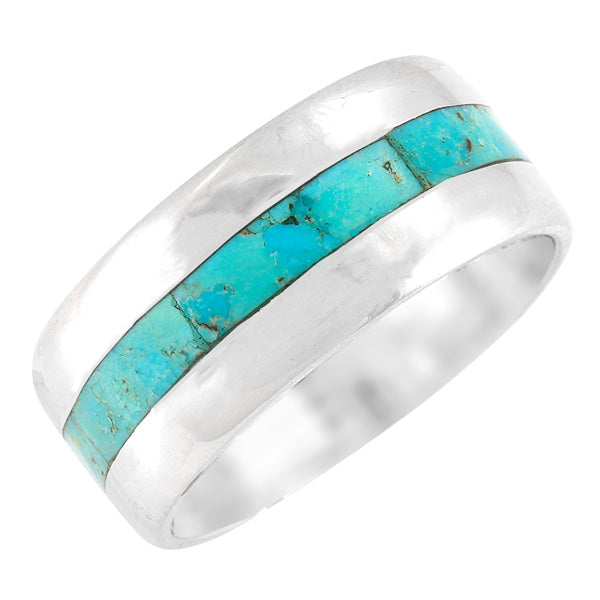 Turquoise Eternity Band Ring Sterling Silver R2497-C75 (Unisex, Sizes 6-13)