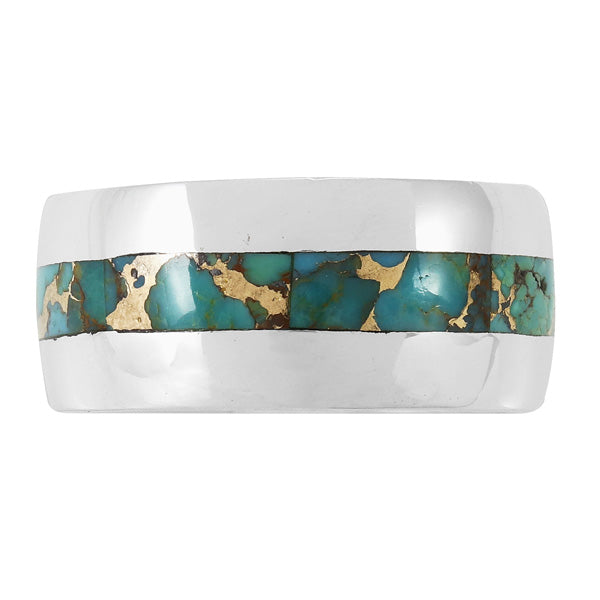 Matrix Turquoise Eternity Band Ring Sterling Silver R2497-C84 (Unisex, Sizes 6-13)