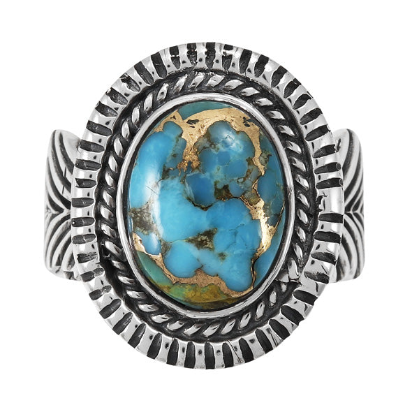 Feather Matrix Turquoise Ring Sterling Silver R2500-C84