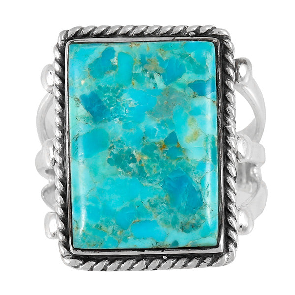 Turquoise Ring Sterling Silver R2512-C75 (Unisex, Sizes 6-14)