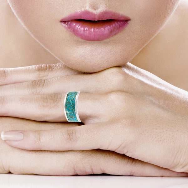 Turquoise Eternity Band Ring Sterling Silver R2532-C105 (Unisex, Sizes 6-14)