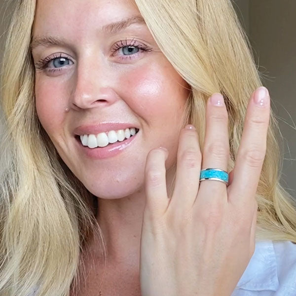 Turquoise Eternity Band Ring Sterling Silver R2532-C105 (Unisex, Sizes 6-14)