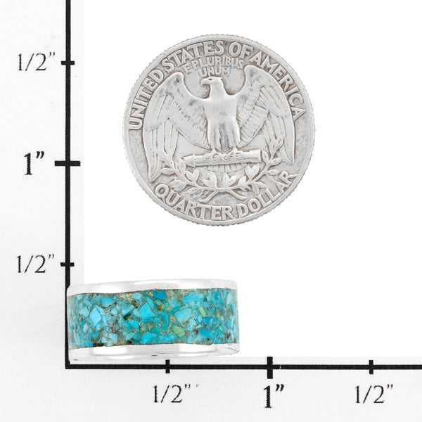 Turquoise Eternity Band Ring Sterling Silver R2532-C105 (Unisex, Sizes 6-14)