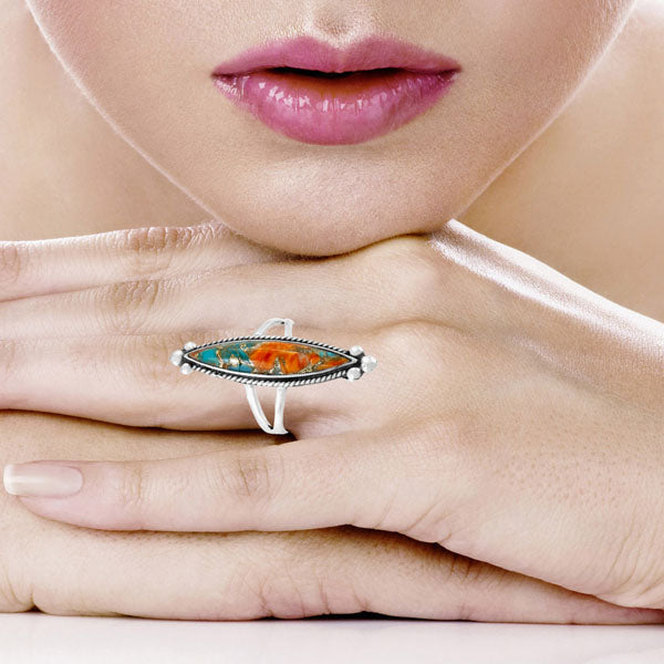 Spiny Turquoise Ring Sterling Silver R2540-C89