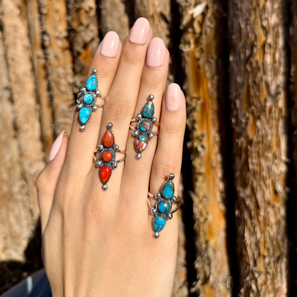Rainbow Spiny Turquoise Ring Sterling Silver R2542-C91