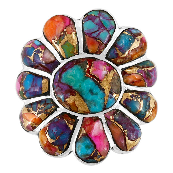 Rainbow Spiny Turquoise Ring Sterling Silver R2554-C91