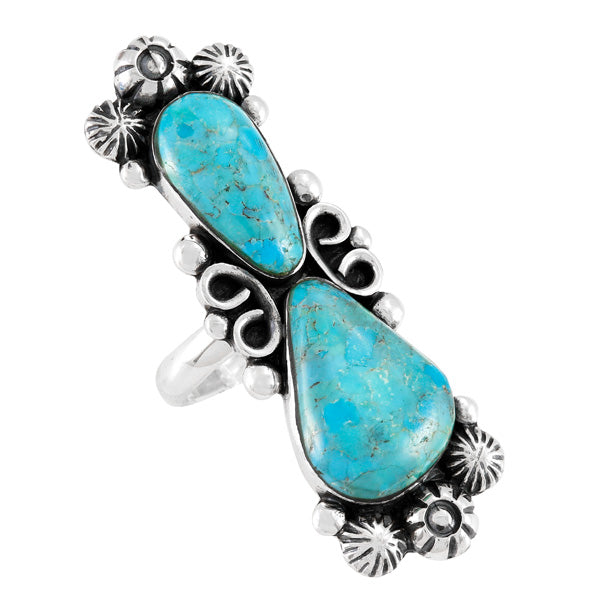 Turquoise Ring Sterling Silver R2556-LG-C75 (LARGER style)