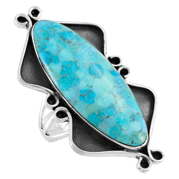 Turquoise Ring Sterling Silver R2562-LG-C75 (LARGER style)