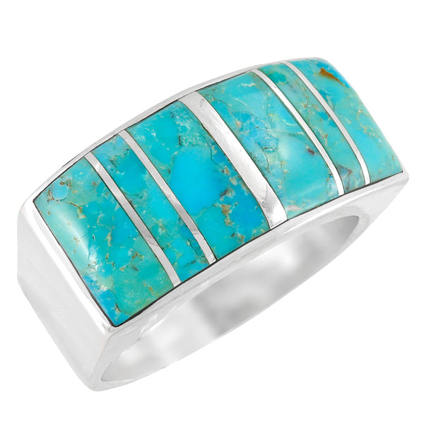 Turquoise Ring Sterling Silver R2570-C05 (Unisex, Sizes 6-14)
