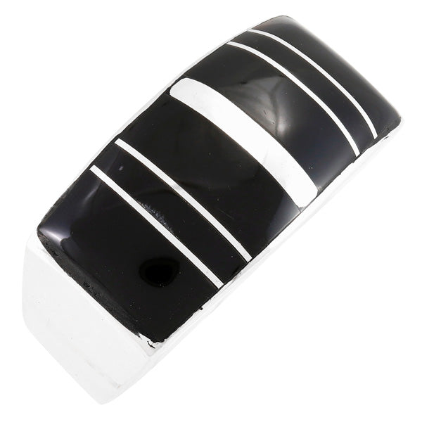 Black Shell Ring Sterling Silver R2570-C11 (Unisex, Sizes 6-13)