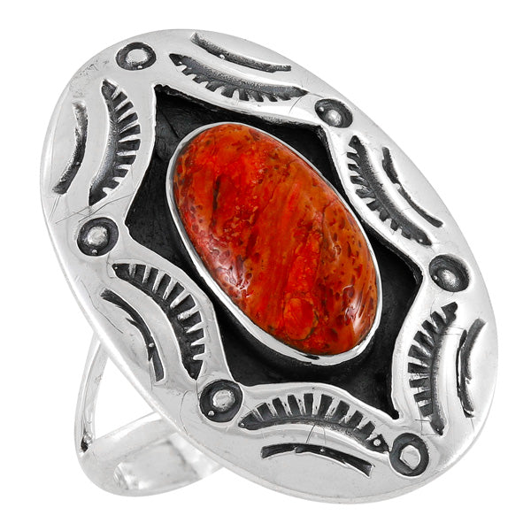 Coral Ring Sterling Silver R2573-C74