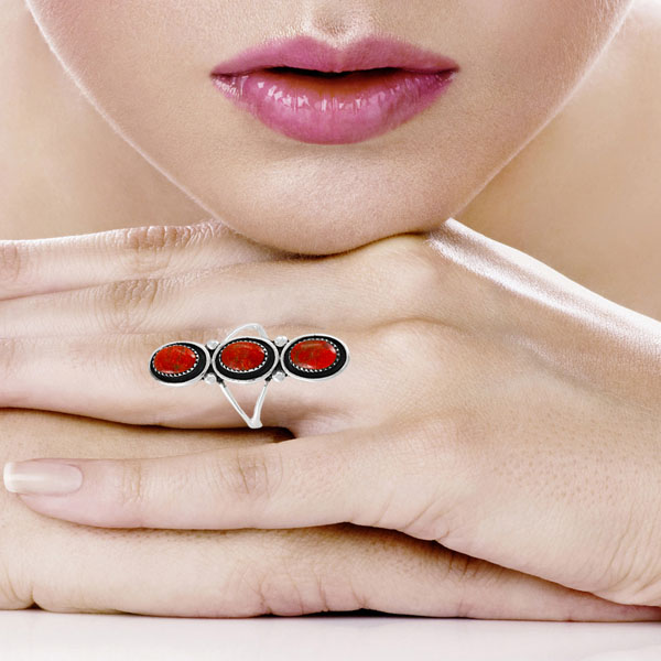 Coral Ring Sterling Silver R2574-C74