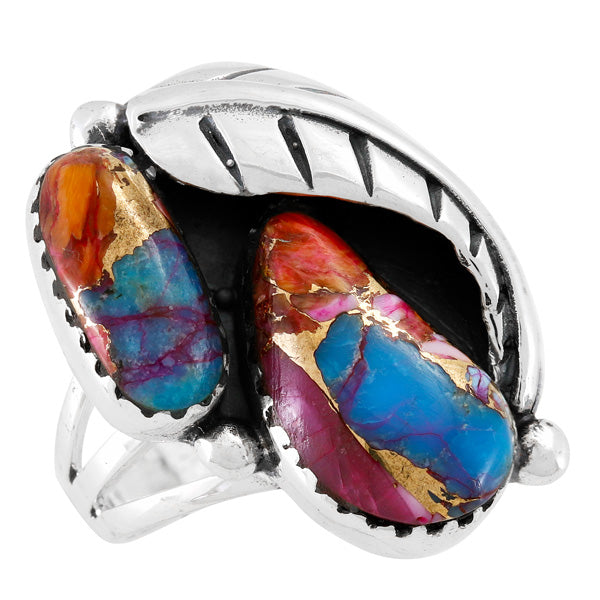 Rainbow Spiny Turquoise Ring Sterling Silver R2582-LG-C91 (LARGER style)