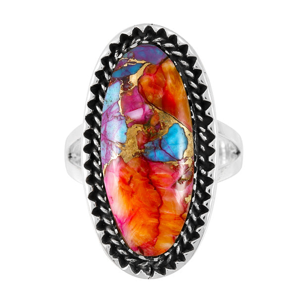 Rainbow Spiny Turquoise Ring Sterling Silver R2592-C91